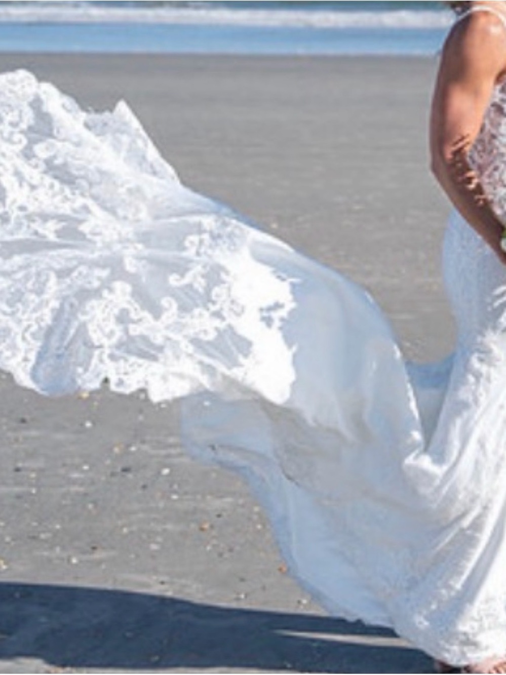 Azazie Estephanie Lace-Detail White Bridal Gown